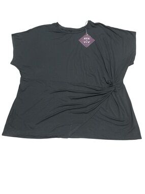 Ava & Viv Black Short-Sleeve Side Twist Tee